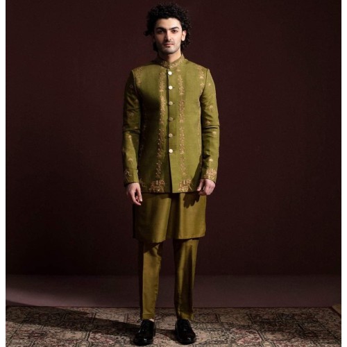 ZGMP3146 Spanish Bistre Raw Silk Prince Coat