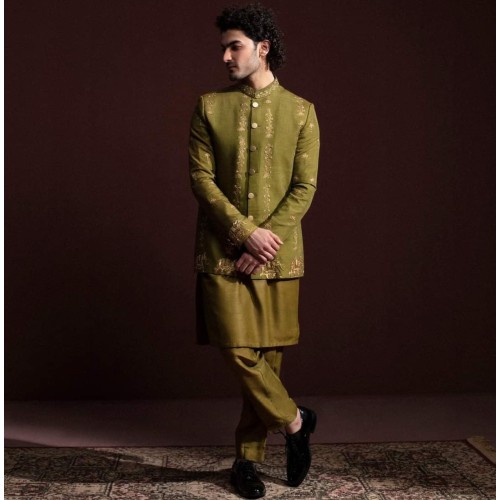 ZGMP3146 Spanish Bistre Raw Silk Prince Coat