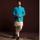 ZGMP3151 Vivid Sky Blue Raw Silk Prince Coat ZGMP3151 Vivid Sky Blue Raw Silk Prince Coat
