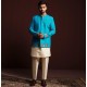 ZGMP3151 Vivid Sky Blue Raw Silk Prince Coat ZGMP3151 Vivid Sky Blue Raw Silk Prince Coat