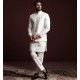 ZGMP3157 White Raw Silk Prince Coat