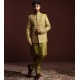ZGMP3158 Olive Raw Silk Prince Coat