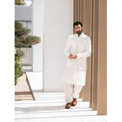 ZGMP3508 Off-White Suiting Fabric Prince Coat