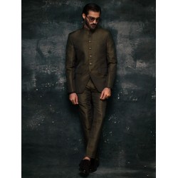 ZGMP3511 Olive Drab Raw Silk Prince Suit