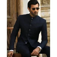 ZGMP3512 Navy Green Suiting Fabric Prince Suit