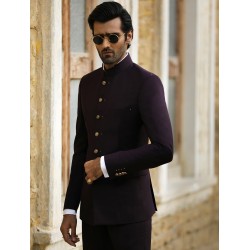 ZGMP3513 Dark Aubergine Suiting Fabric Prince Suit