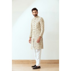 ZGMS3025 Off White Karandi Atlas Sherwani