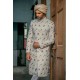 ZGMS3031 Mint Cream Raw Silk Sherwani