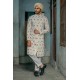 ZGMS3031 Mint Cream Raw Silk Sherwani