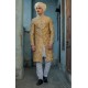 ZGMS3035 Dusty Gold Raw Silk Sherwani