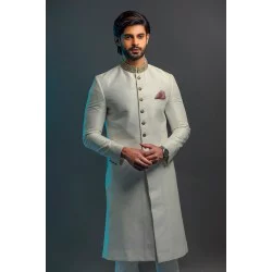 ZGMS3037 Off-White Raw silk Sherwani
