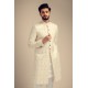 ZGMS3046 Off-White Embroidered Raw Silk Sherwani
