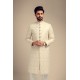 ZGMS3046 Off-White Embroidered Raw Silk Sherwani