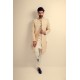 ZGMS3047 Light Orange Raw Silk Sherwani