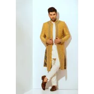 ZGMS3052 Harvest Gold Jamawar Atlas Sherwani
