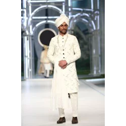 ZGMS3059 Off-White Raw Silk Sherwani