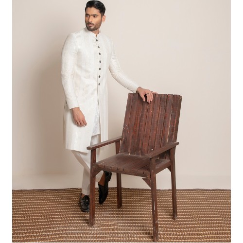 ZGMS3065 White Raw Silk Sherwani ZGMS3065 White Raw Silk Sherwani