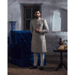 ZGMS3325 Languid Lavender Raw Silk Sherwani