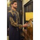 ZGMS3372 Space Cadet Raw Silk Sherwani