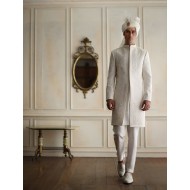 ZGMS3525 Off-White Raw Silk Sherwani