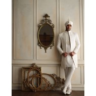 ZGMS3525 Off-White Raw Silk Sherwani