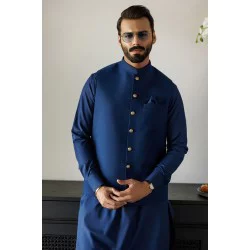 ZGMW3281 Yale Blue Suiting Fabric Waistcoat