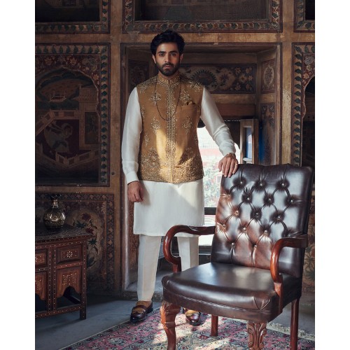 ZGMW3349 Lion Raw Silk Waistcoat