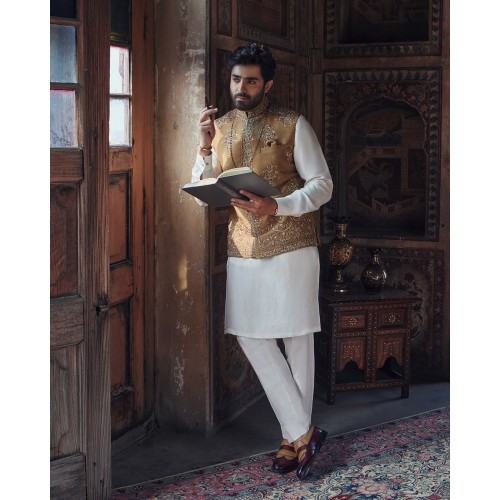 ZGMW3349 Lion Raw Silk Waistcoat