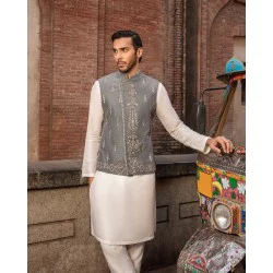 ZGMW3351 Trolley Grey Raw Silk Waistcoat