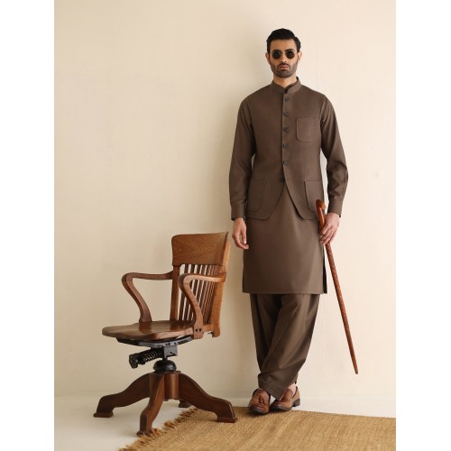 ZGMW3548 Chocolate Tweed Waistcoat