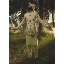 ZGMP1007 White Raw Silk Groom Prince Coat