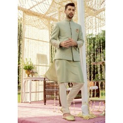 ZGMP1130 Green Ombre Karandi Groom Prince Coat