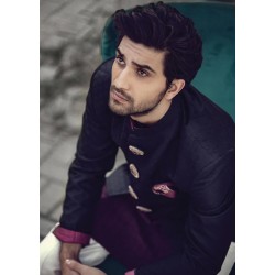 ZGMP1134 Black Jamawar Prince Coat ZGMP1134 Black Jamawar Prince Coat