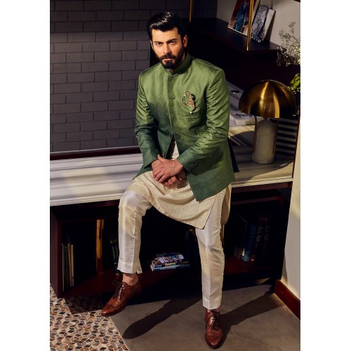 ZGMP1136 Fern Green Jamawar Prince Coat ZGMP1136 Fern Green Jamawar Prince Coat