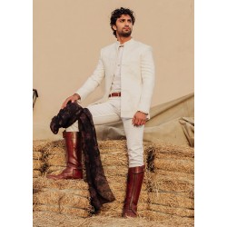 ZGMP1138 White Cotton Prince Coat