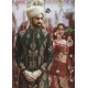 ZGMS1006 Midnight Green Jamawar Groom Sherwani