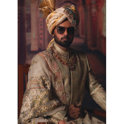 ZGMS1009 Stone Banarsi Groom Sherwani
