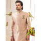 ZGMS1016 Apricot Raw Silk Groom Sherwani