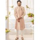 ZGMS1016 Apricot Raw Silk Groom Sherwani