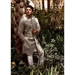 ZGMS1102 Platinum Cotton Groom Sherwani