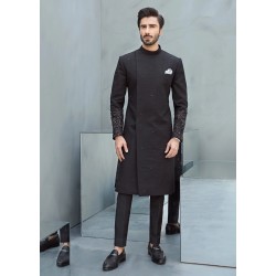 ZGMS1112 Black Chicken Kari Sherwani