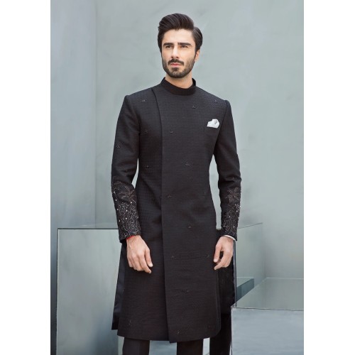 ZGMS1112 Black Chicken Kari Sherwani