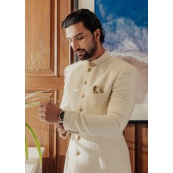 ZGMS1116 Off White Karandi Sherwani