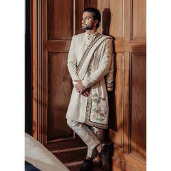ZGMS1116 Off White Karandi Sherwani