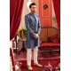 ZGMS1121 Shadow Blue Raw Silk Sherwani