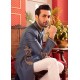 ZGMS1121 Shadow Blue Raw Silk Sherwani