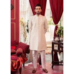 ZGMS1122 White Karandi Sherwani