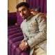 ZGMS1124 Platinum Raw Silk Sherwani