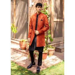 ZGMS1127 Persimmon Karandi Sherwani