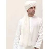 ZGMT1005 Off White Turban with Long Tail